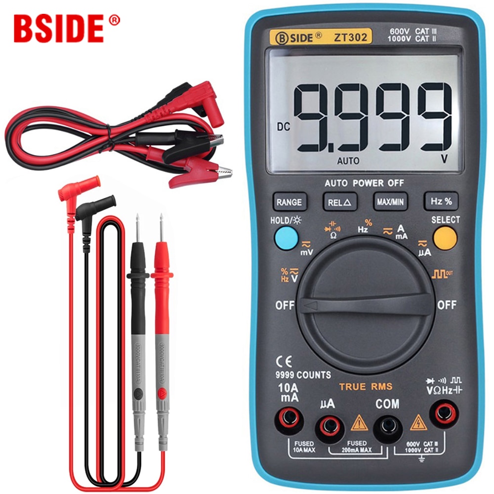 1. BSIDE-multímetro Digital ZT301 302, voltímetro CC/DA, amperímetro, resistencia DMM, Ohm Cap Hz, probador de temperatura