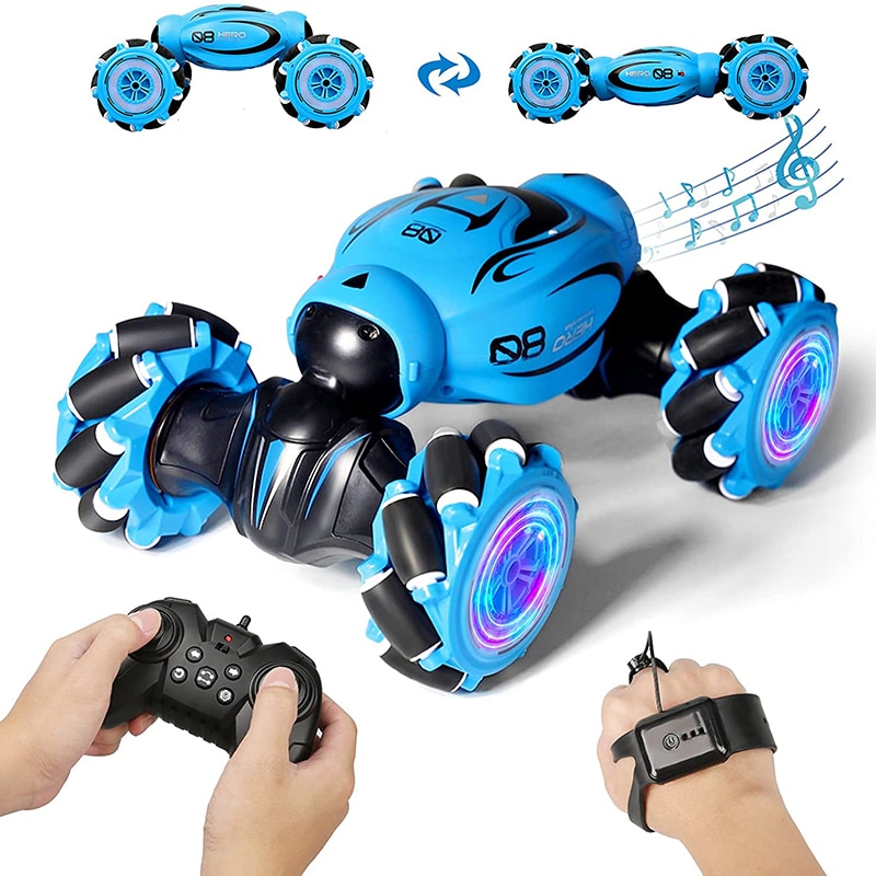 3. Coche Teledirigido con Control de gestos para niños, vehículo Teledirigido controlado por Radio, 1:16, 4WD, luz de música, vehículo de derrape, D876