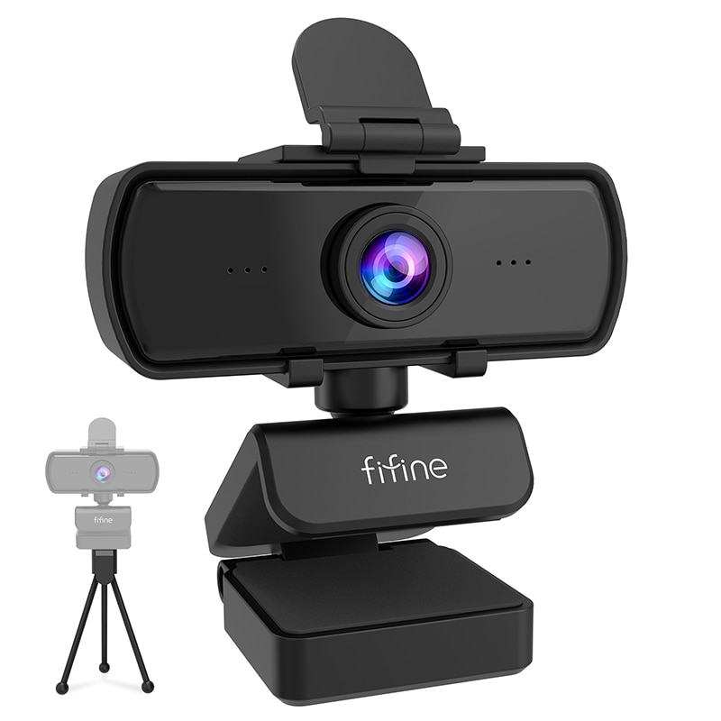 2. FIFINE Cámara web Full HD 1440p para PC, Webcam con micrófono, trípode, USB, para escritorio y portátil, transmisión en vivo, para Calling-K420 de vídeo