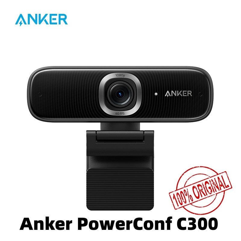 5. Anker Mini cámara web PowerConf C300, dispositivo inteligente Full HD, con marco y enfoque automático, 1080p, con micrófonos y cancelación de ruido, A3361